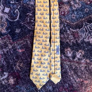 Vintage Hermes Yellow Tie with whale Motif (7294 EA)